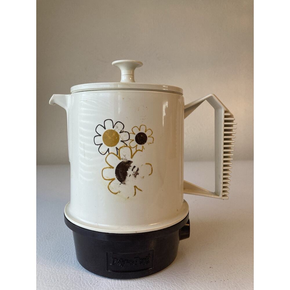 Vtg Regal Poly-Perk Coffee Percolator With Daisies On Each Side. 2-4 Cups. Works - Picture 2 of 5
